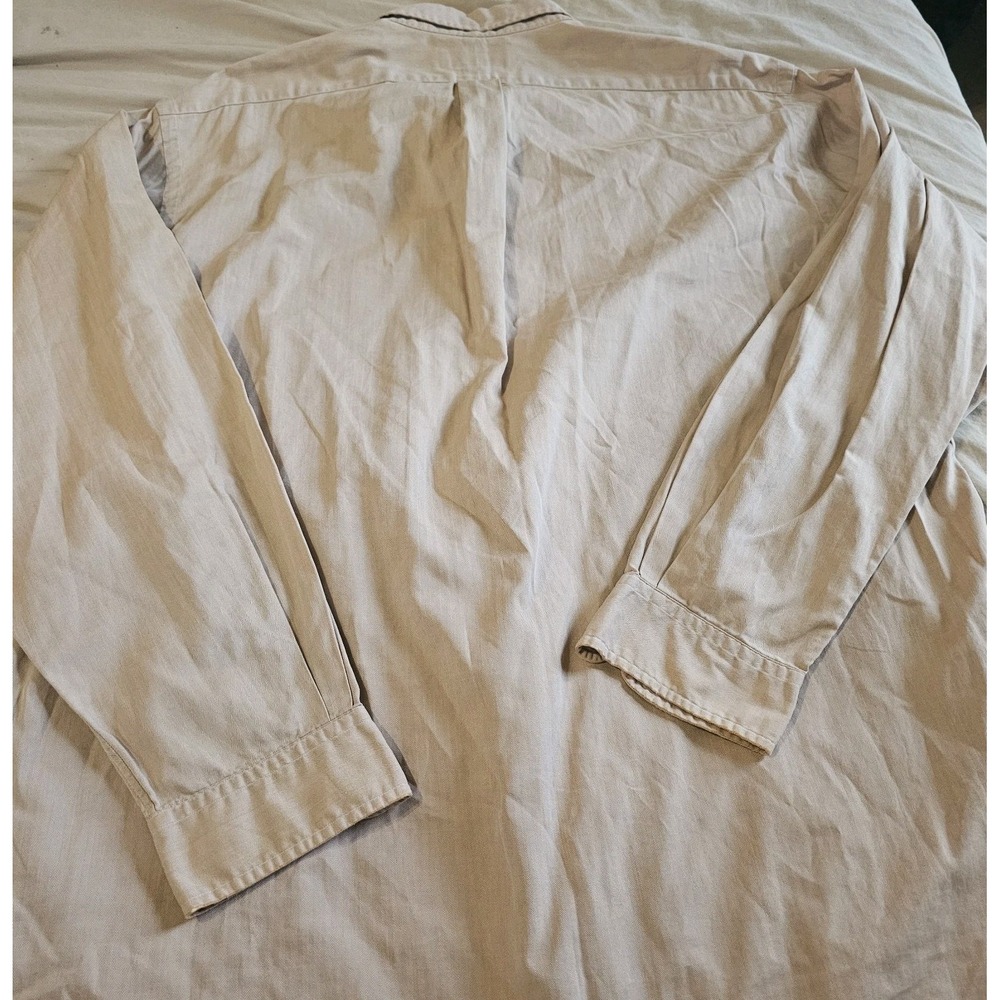 Vintage 90s Ralph Lauren Yarmouth Button-Down Cream Tan Shirt 16 1/2-35 - Picture 5 of 5